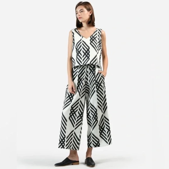 Block Printed Button Back Top by MATTER Prints - NWOT Women’s Medium Black/White - Picture 4 of 15